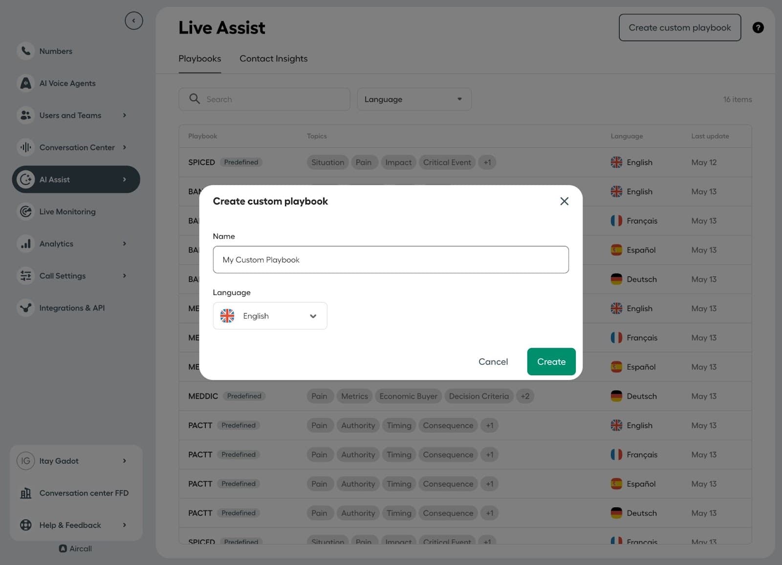 Image montrant les paramètres de création d’un guide personnalisé
