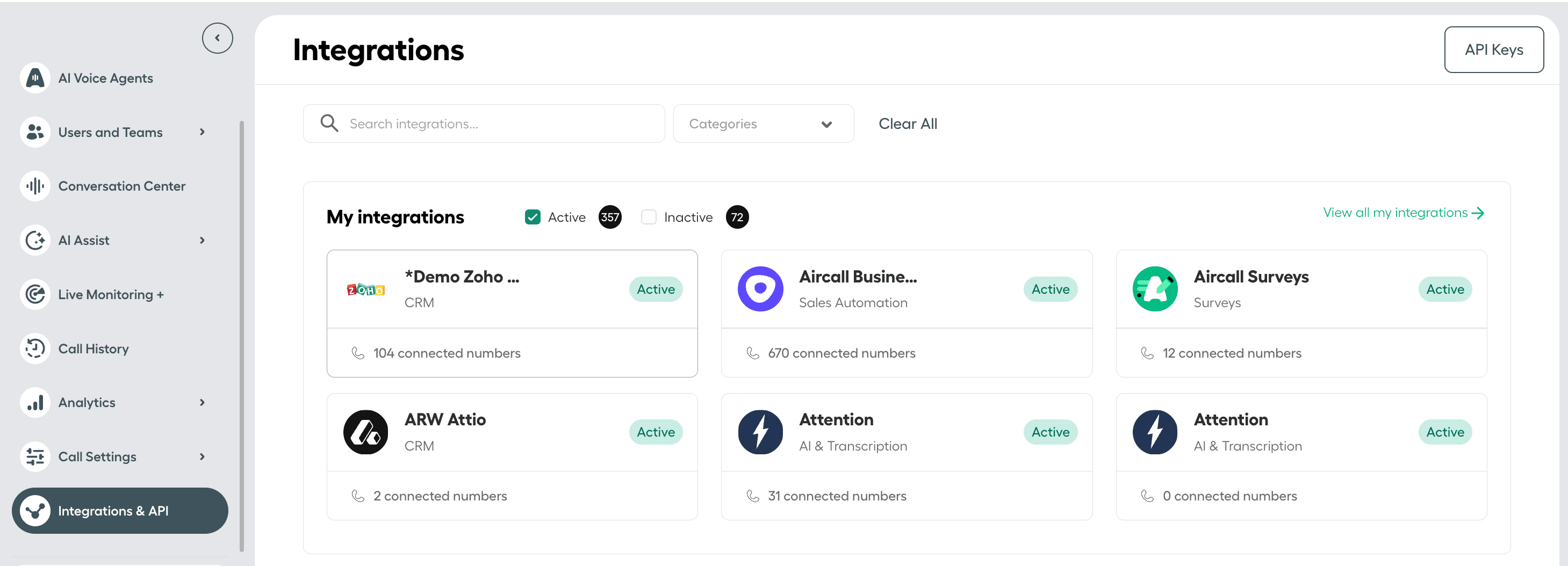 Image showing My integrations section