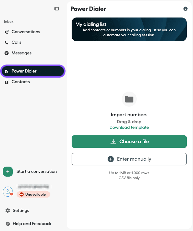 Bild mit Anzeige, wie man aus Aircall Workspace auf Power Dialer zugreift
