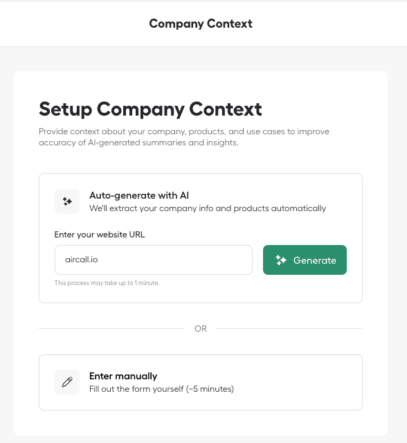 image montrant la génération automatique du contexte de l’entreprise