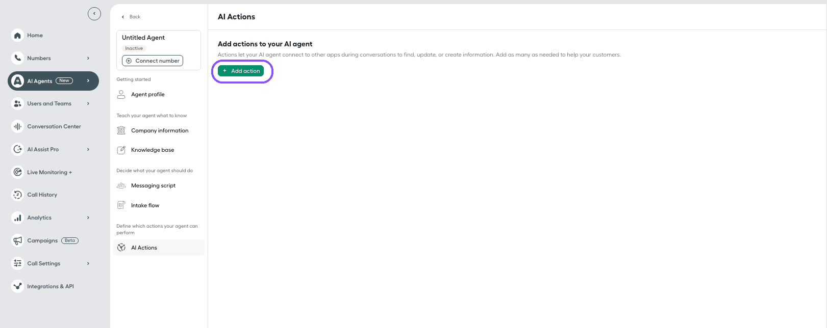 Add action button in AI Actions