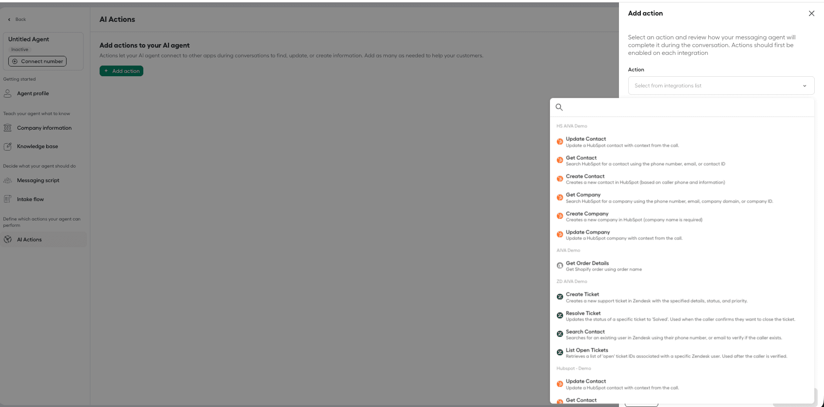 Image showing AI actions dropdown