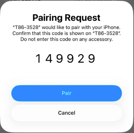 Pairing request with code