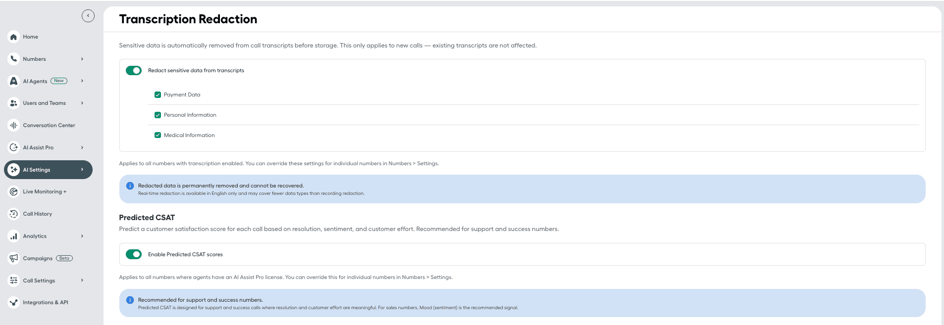 Data privacy section
