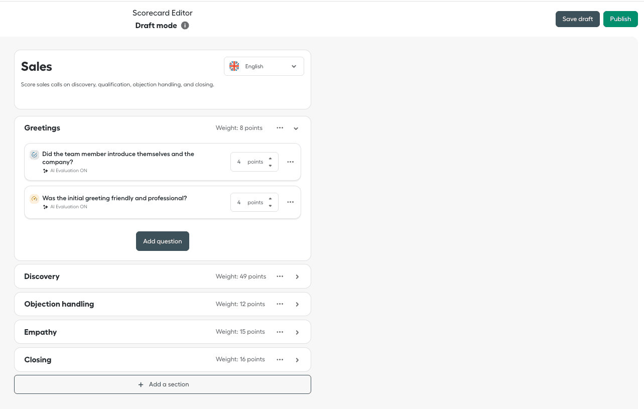 Scorecard editor